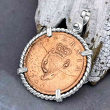 1805 Celtic Harp Irish Copper Half Penny Dublin Hoard Sterling Silver Pendant