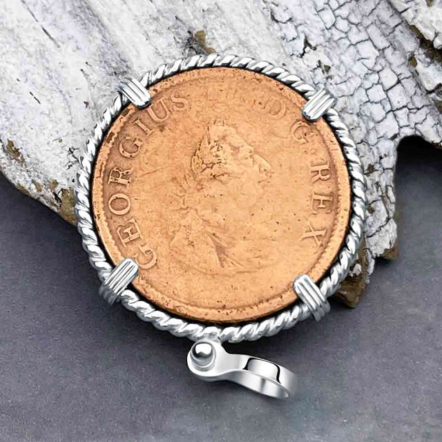 1805 Celtic Harp Irish Copper Half Penny Dublin Hoard Sterling Silver Pendant