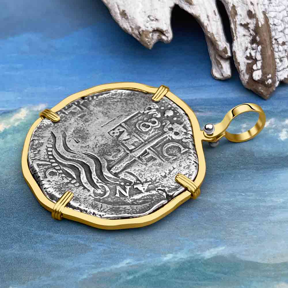 RARE Triple Dated 1679 Consolacion Shipwreck Pirate Era 8 Reale Cob 14K Gold Pendant