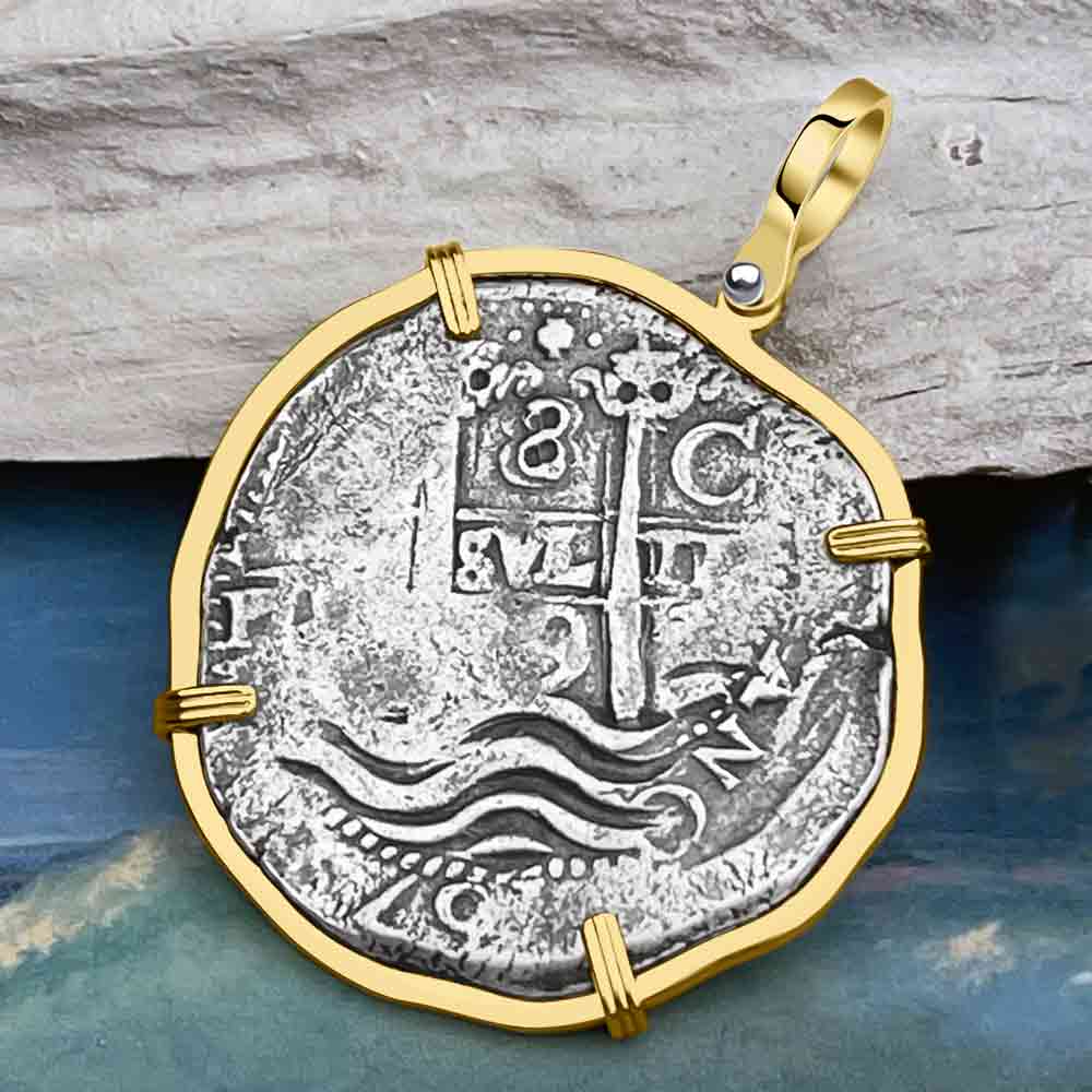 RARE Triple Dated 1679 Consolacion Shipwreck Pirate Era 8 Reale Cob 14K Gold Pendant