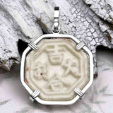 Siam Porcelain Gaming Token - from the Era of "The King & I" - Sterling Silver Pendant