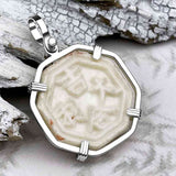 Siam Porcelain Gaming Token - from the Era of "The King & I" - Sterling Silver Pendant