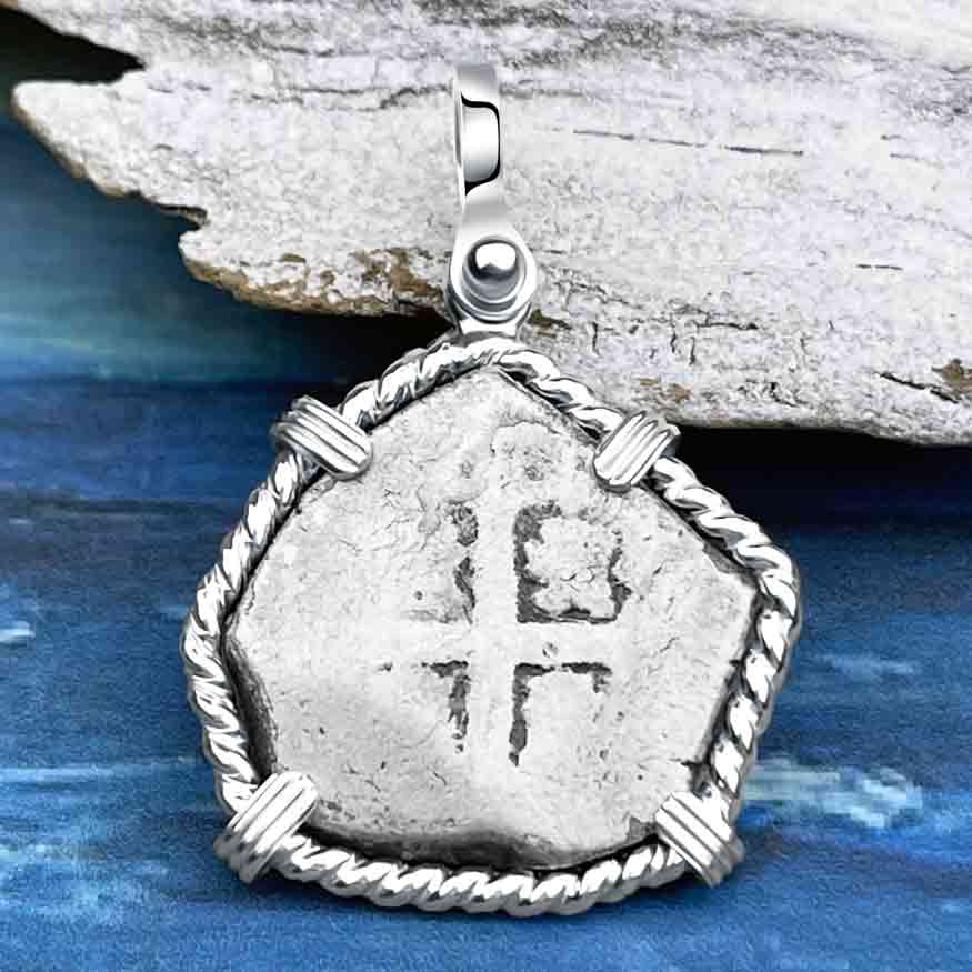 1715 Fleet Shipwreck Spanish Two Reale "Piece of 8" Sterling Silver Pendant
