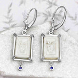 Siam Porcelain Gaming Token - from the Era of "The King & I" - Sterling Silver Earring with Genuine Sapphires