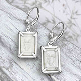 Siam Porcelain Gaming Token - from the Era of "The King & I" - Sterling Silver Earrings 