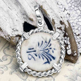Siam Porcelain Gaming Token - from the Era of "The King & I" - Sterling Silver Pendant 