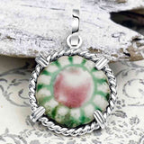 Siam Porcelain Gaming Token - from the Era of "The King & I" - Sterling Silver Pendant 