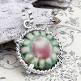 Siam Porcelain Gaming Token - from the Era of "The King & I" - Sterling Silver Pendant 