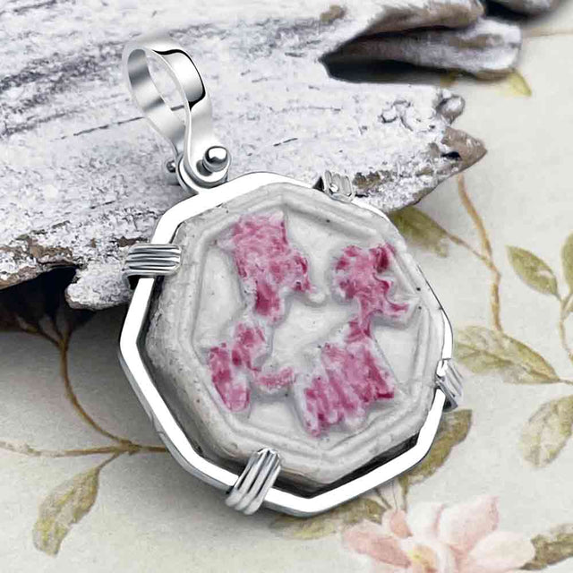 Siam Porcelain Gaming Token - from the Era of "The King & I" - Sterling Silver Pendant 