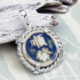 Siam Porcelain Gaming Token - from the Era of "The King & I" - Sterling Silver Pendant 