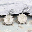 Siam Porcelain Gaming Token - from the Era of "The King & I" - Sterling Silver Earrings