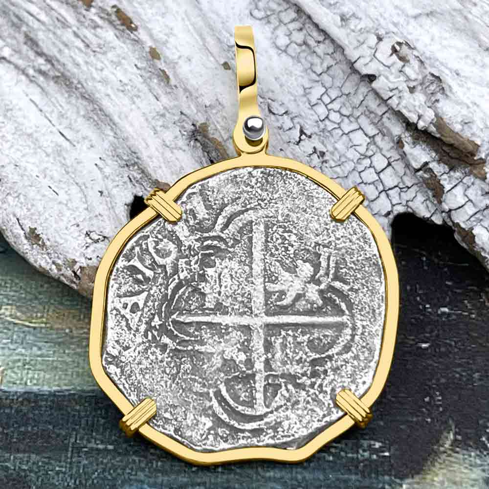 Rare Dated 1617 Mel Fisher's Atocha 8 Reale Shipwreck Coin 14K Gold Pendant 