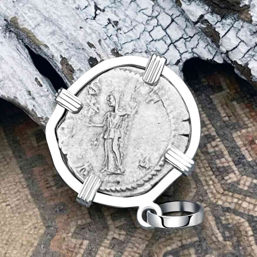 Roman Empire Silver Denarius Coin of Empress Julia Domna 211 AD Sterling Silver Pendant