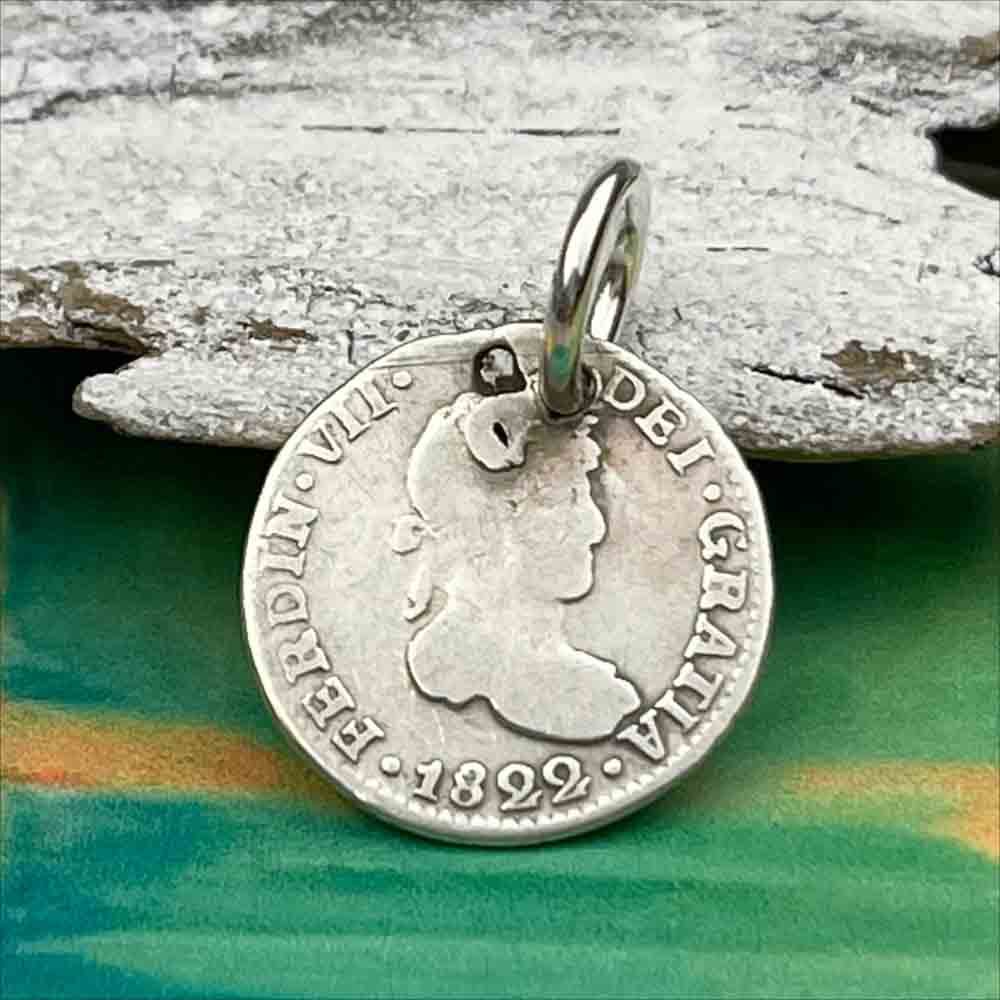 Pirate Chic Silver Half Reale Spanish Portrait Dollar Dated 1822 - the Legendary &quot;Piece of Eight&quot; Pendant