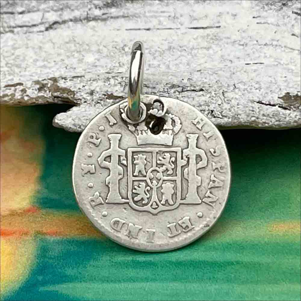 Pirate Chic Silver Half Reale Spanish Portrait Dollar Dated 1822 - the Legendary &quot;Piece of Eight&quot; Pendant