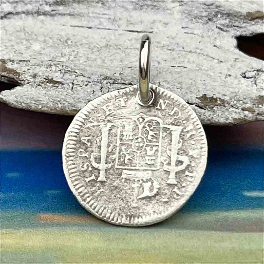 Pirate Chic Silver Half Reale Spanish Portrait Dollar Dated 1790S - the Legendary &quot;Piece of Eight&quot; Pendant