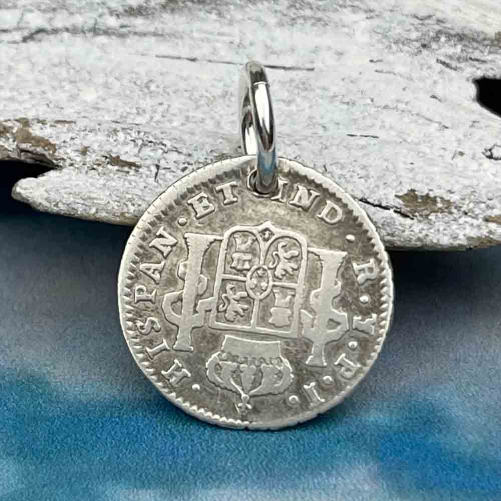 Pirate Chic Silver Half Reale Spanish Portrait Dollar Dated 1821 - the Legendary &quot;Piece of Eight&quot; Pendant