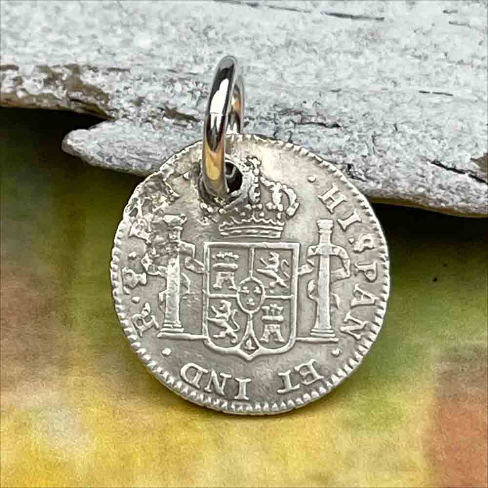 Pirate Chic Silver Half Reale Spanish Portrait Dollar Dated 1808 - the Legendary "Piece of Eight" Pendant