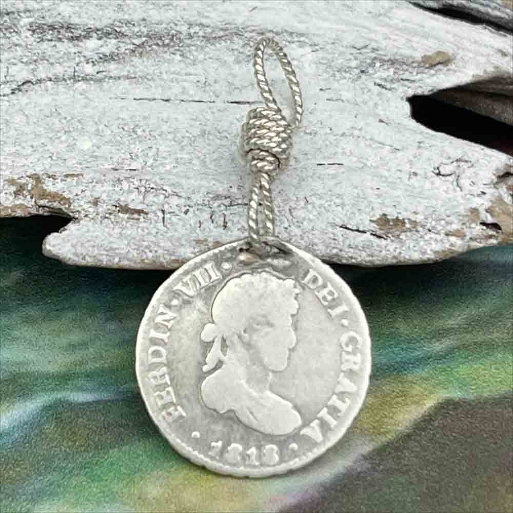 Pirate Chic Silver Half Reale Spanish Portrait Dollar Dated 1813 - the Legendary "Piece of Eight" Pendant