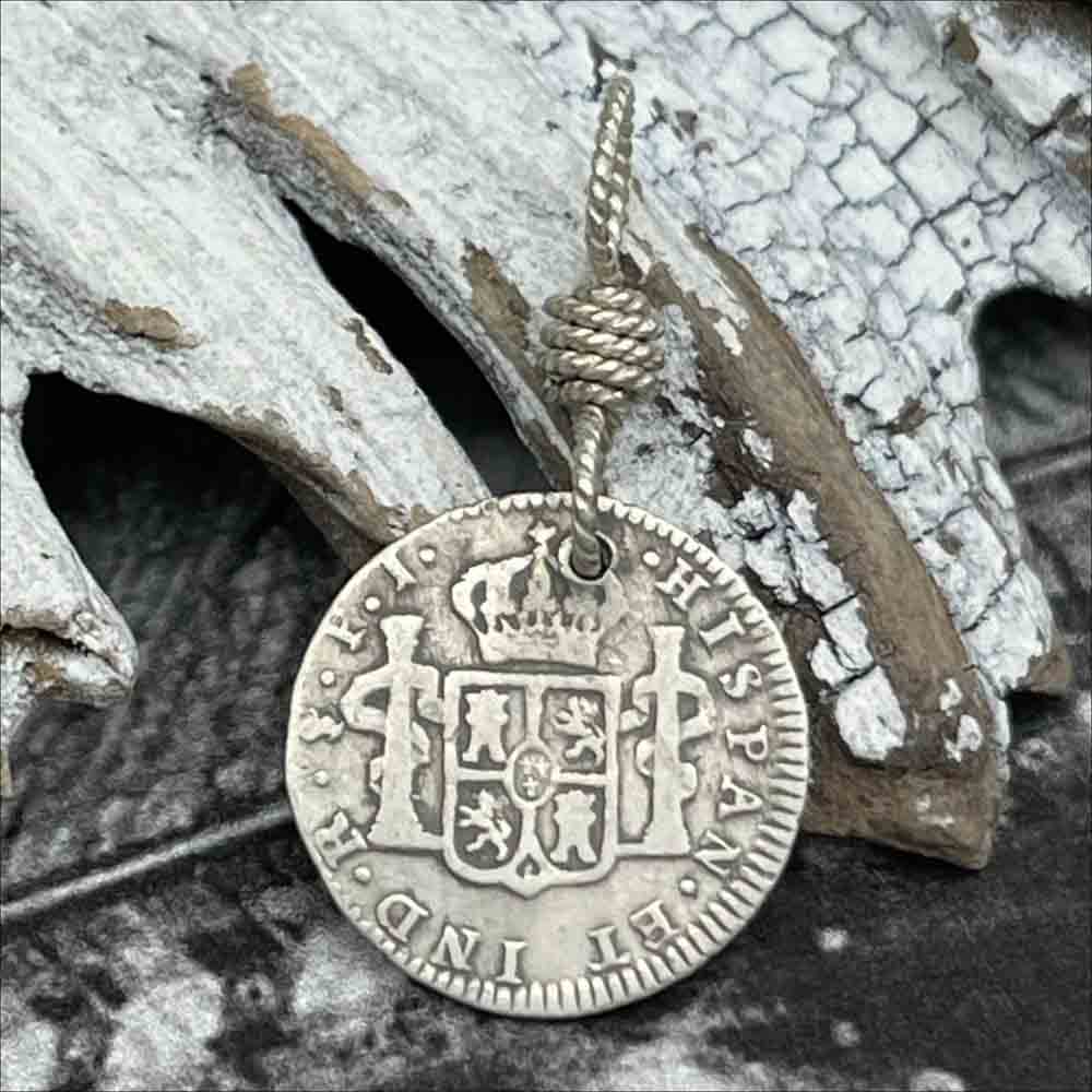 Pirate Chic Silver Half Reale Spanish Portrait Dollar Dated 1808 - the Legendary &quot;Piece of Eight&quot; Pendant