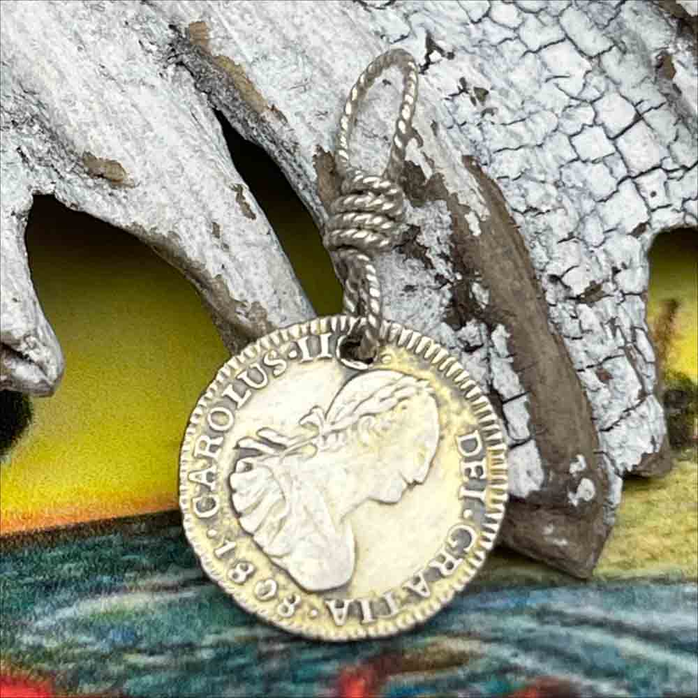 Pirate Chic Gilded Silver Half Reale Spanish Portrait Dollar Dated 1808 - the Legendary "Piece of Eight" Pendant 