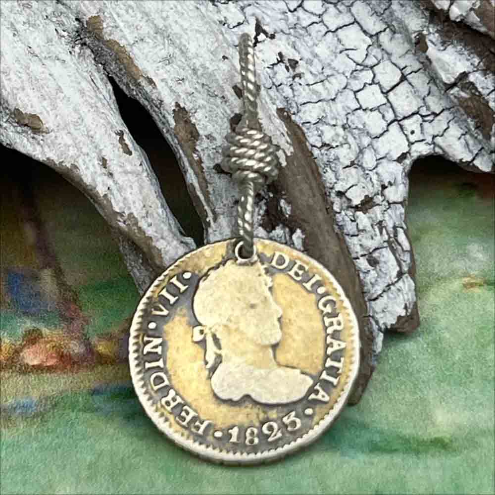 Pirate Chic Gilded Silver Half Reale Spanish Portrait Dollar Dated 1823 - the Legendary &quot;Piece of Eight&quot; Pendant