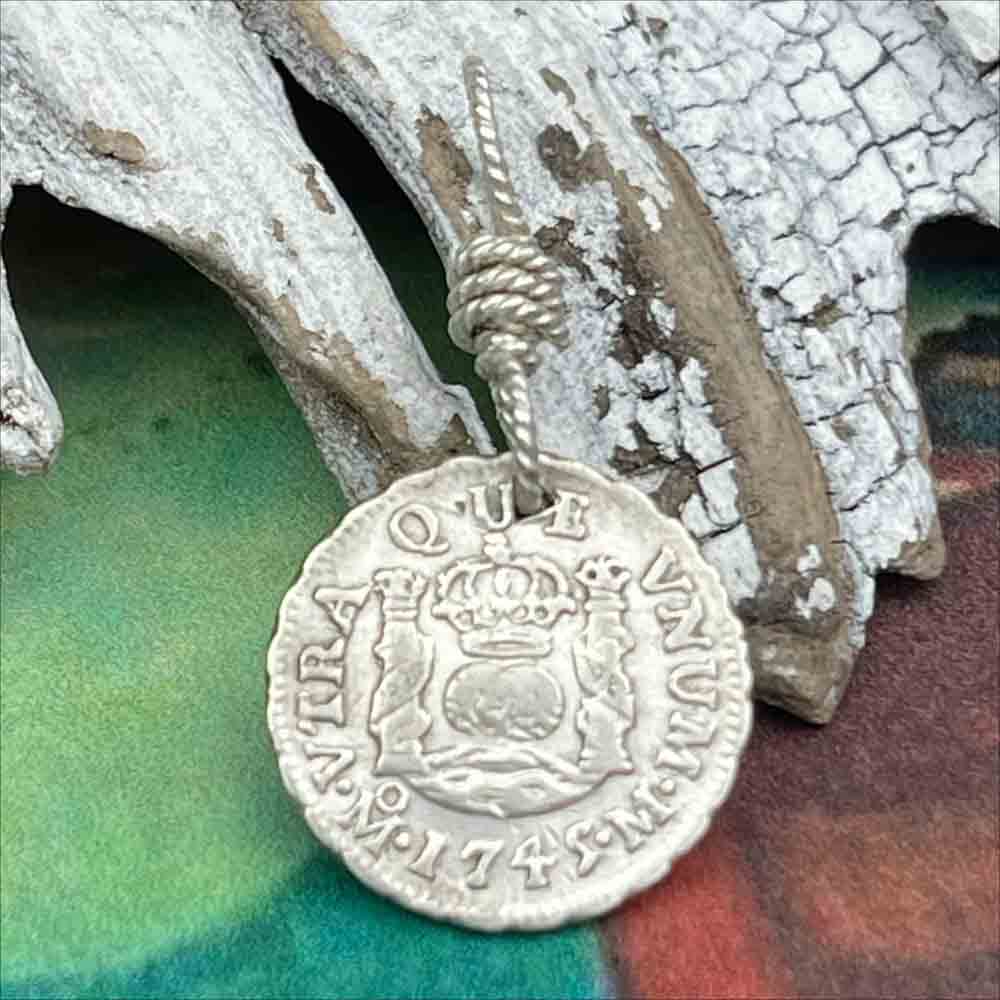 Pirate Chic Silver Half Reale Spanish Pillar Dollar Dated 1745 - the Legendary "Piece of Eight" Pendant 
