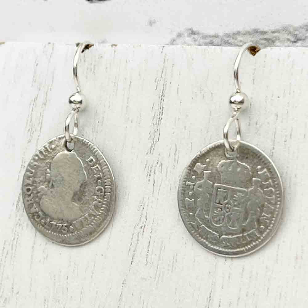 Pirate Chic Silver Half Reale Spanish Portrait Dollars Dated 1773 &amp; 1775 - the Legendary &quot;Piece of Eight&quot; Earrings