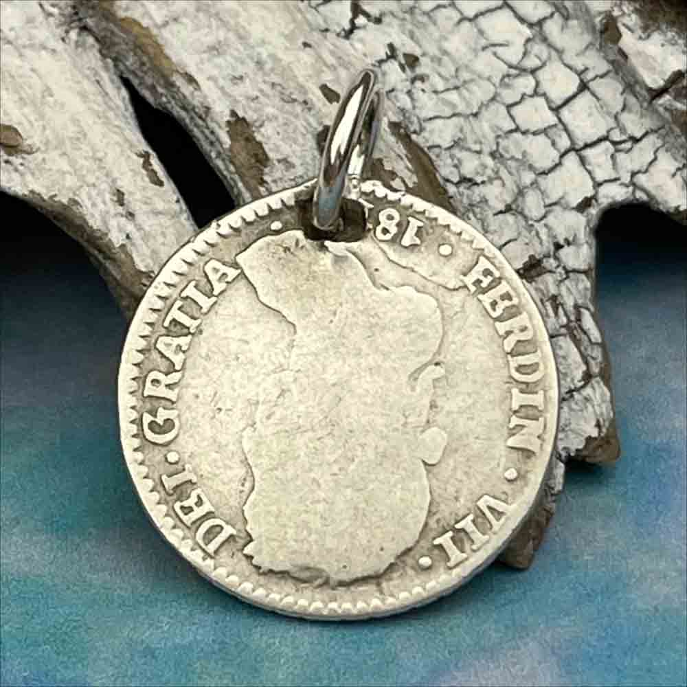 Pirate Chic Silver 1 Reale Spanish Portrait Dollar Dated 1815 - the Legendary &quot;Piece of Eight&quot; Pendant