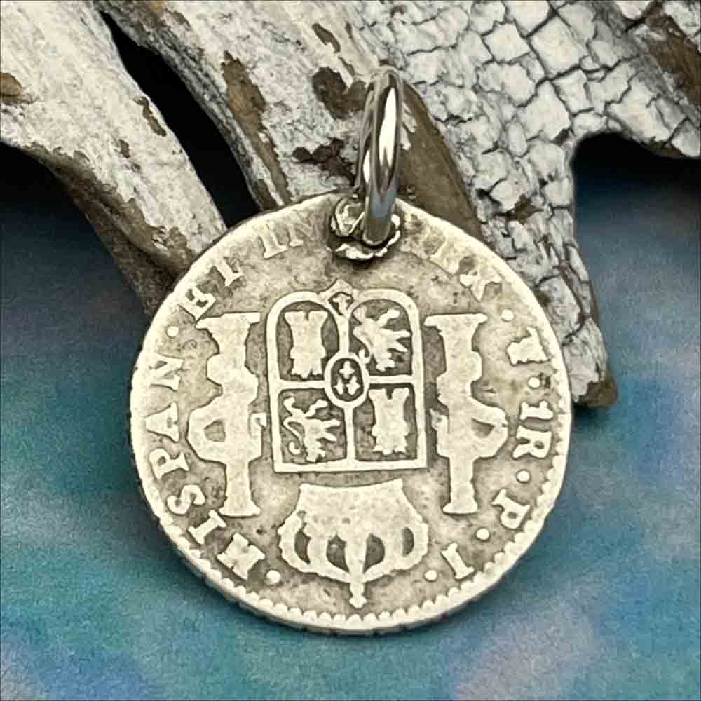 Pirate Chic Silver 1 Reale Spanish Portrait Dollar Dated 1815 - the Legendary &quot;Piece of Eight&quot; Pendant