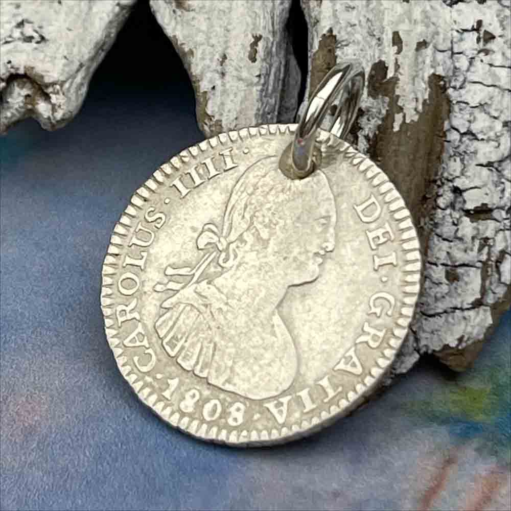 Pirate Chic Silver 1 Reale Spanish Portrait Dollar Dated 1808 - the Legendary &quot;Piece of Eight&quot; Pendant
