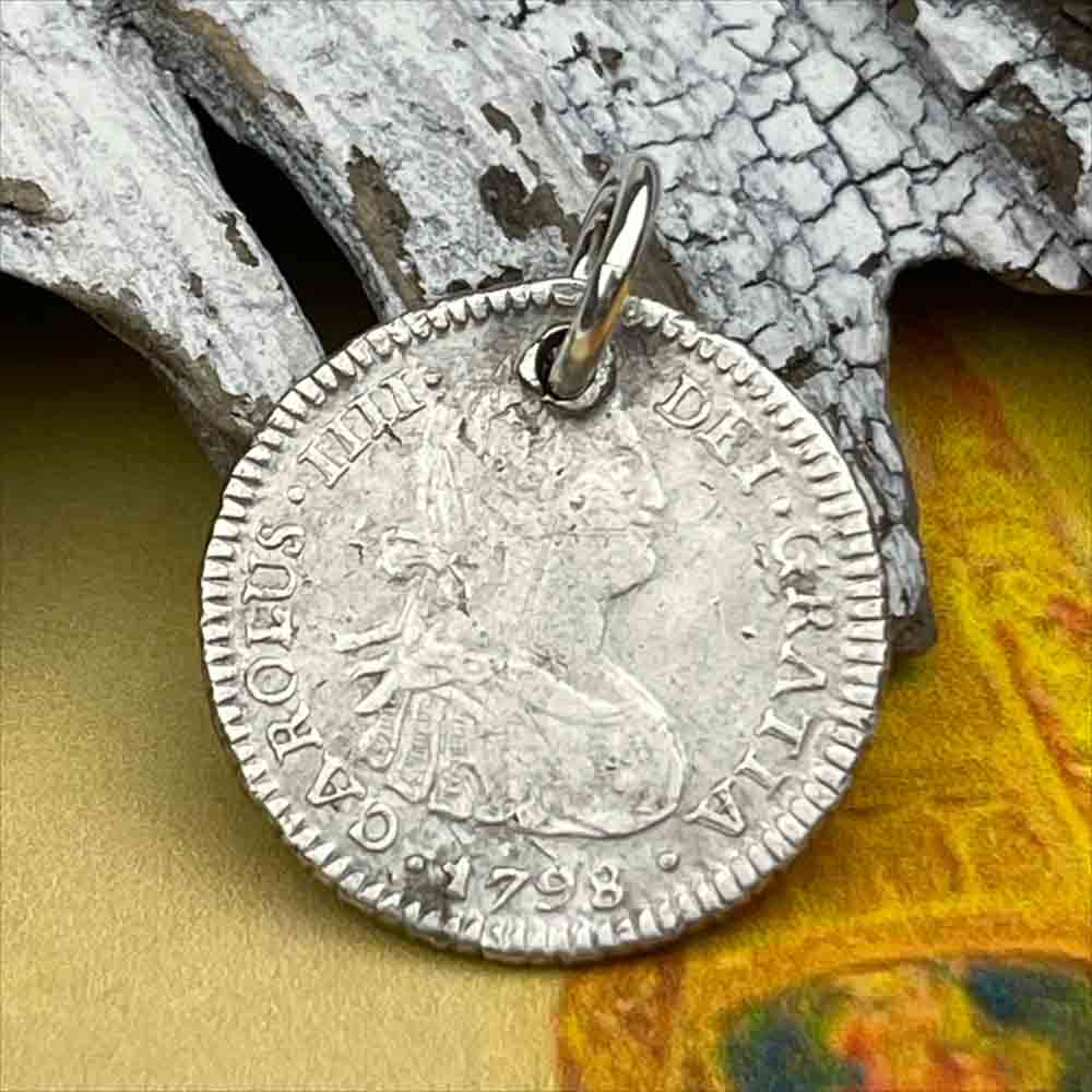 Pirate Chic Silver 1 Reale Spanish Portrait Dollar Dated 1798 - the Legendary "Piece of Eight" Pendant