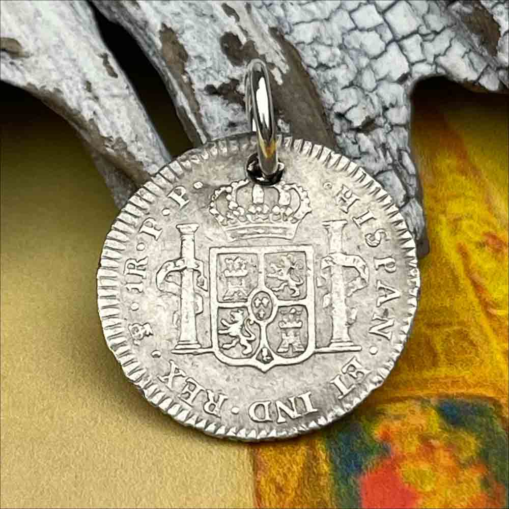 Pirate Chic Silver 1 Reale Spanish Portrait Dollar Dated 1798 - the Legendary &quot;Piece of Eight&quot; Pendant
