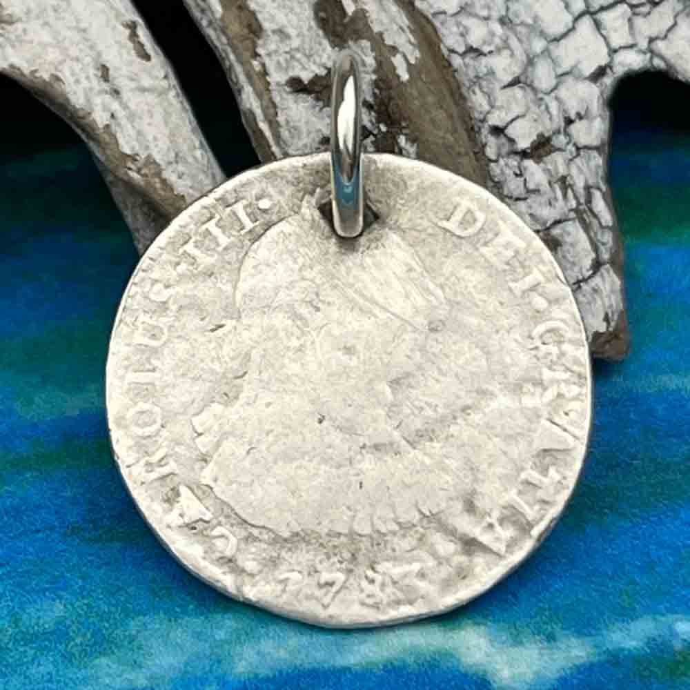 Pirate Chic Silver 1 Reale Spanish Portrait Dollar Dated 1783 - the Legendary "Piece of Eight" Pendant