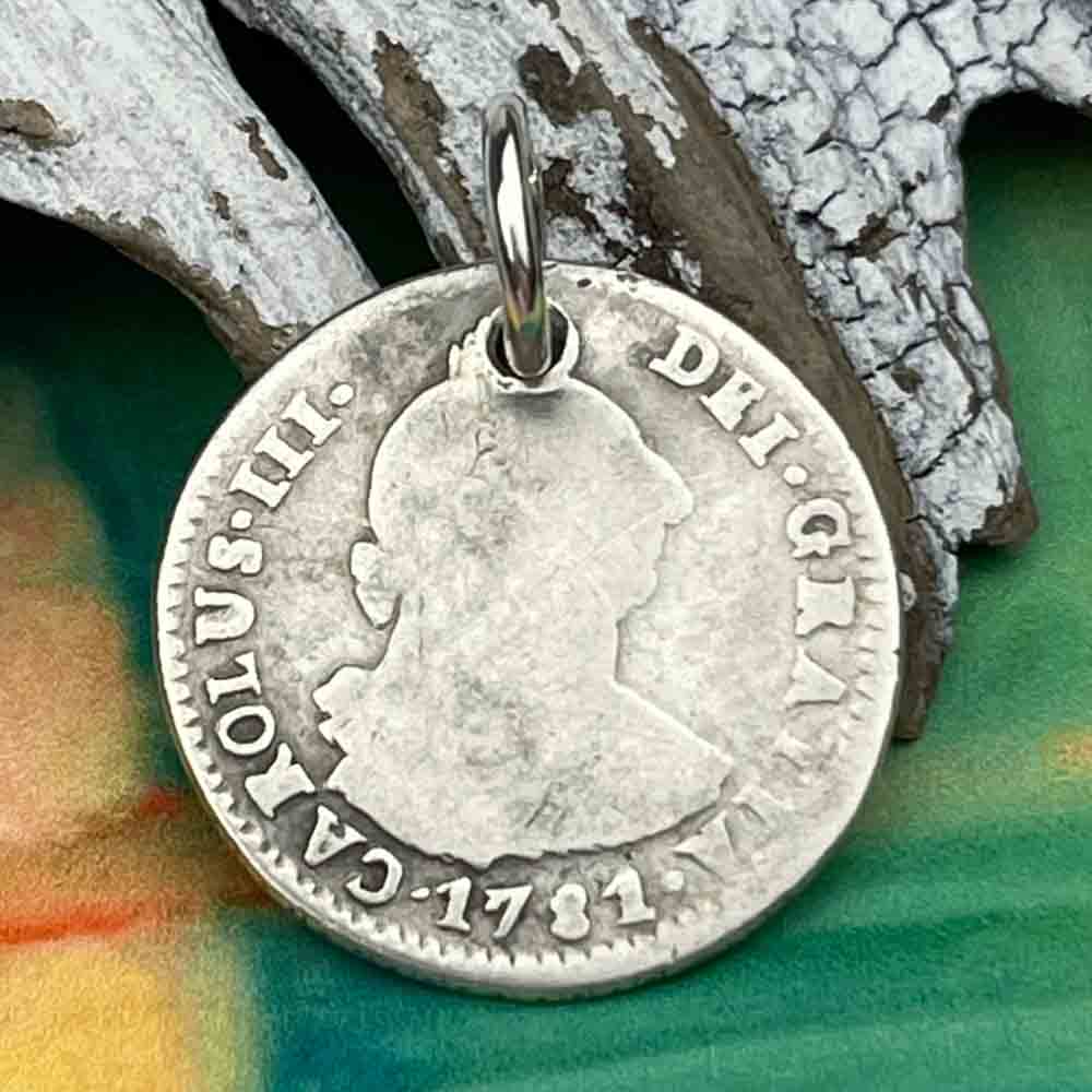 Pirate Chic Silver 1 Reale Spanish Portrait Dollar Dated 1781 - the Legendary "Piece of Eight" Pendant