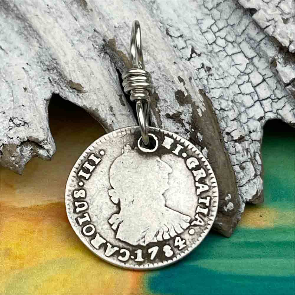 Pirate Chic Silver 1 Reale Spanish Portrait Dollar Dated 1784 - the Legendary &quot;Piece of Eight&quot; Pendant | Artifact #8153