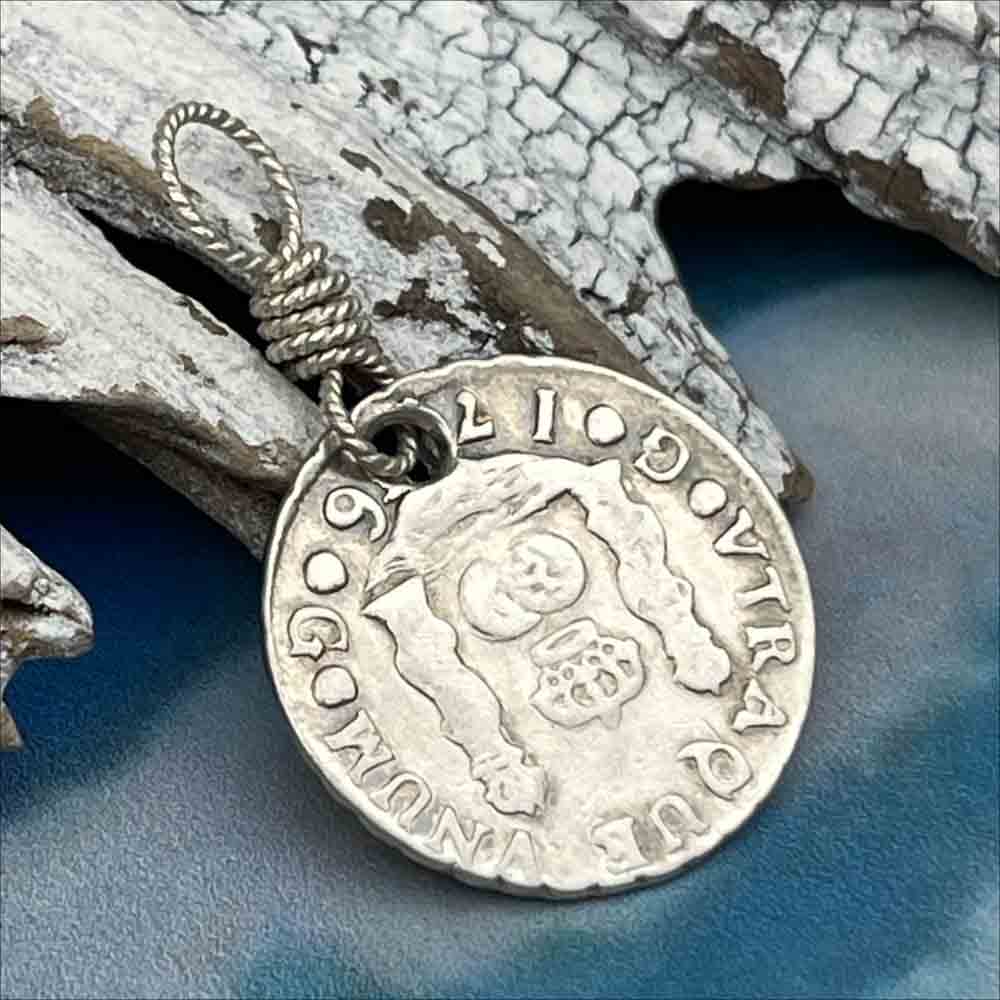 Pirate Chic Silver 1 Reale Spanish Pillar Dollar Dated 1766 - the Legendary "Piece of Eight" Pendant