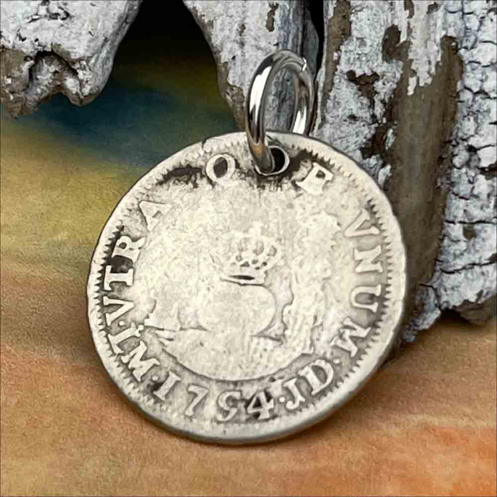 Pirate Chic Silver 1 Reale Spanish Pillar Dollar Dated 1754 - the Legendary &quot;Piece of Eight&quot; Pendant