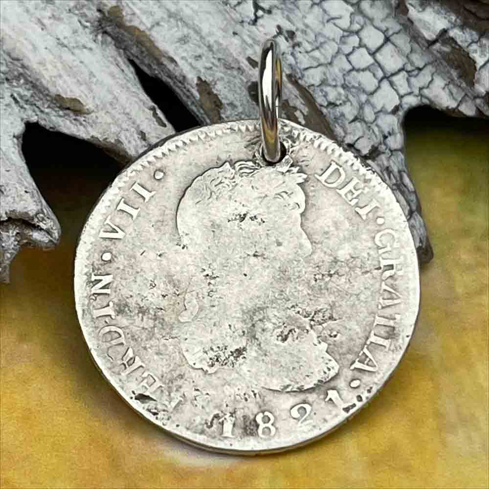Pirate Chic Silver 2 Reale Spanish Portrait Dollar Dated 1821 - the Legendary &quot;Piece of Eight&quot; Pendant | Artifact #8159