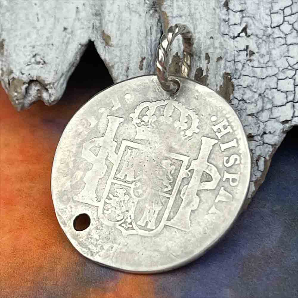 Pirate Chic Silver 2 Reale Spanish Portrait Dollar Dated 1812 - the Legendary &quot;Piece of Eight&quot; Pendant