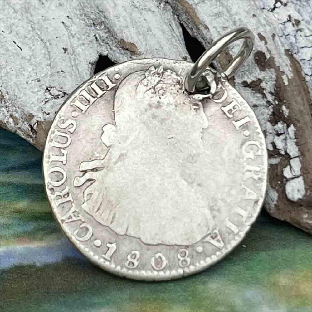 Pirate Chic Silver 2 Reale Spanish Portrait Dollar Dated 1808 - the Legendary &quot;Piece of Eight&quot; Pendant