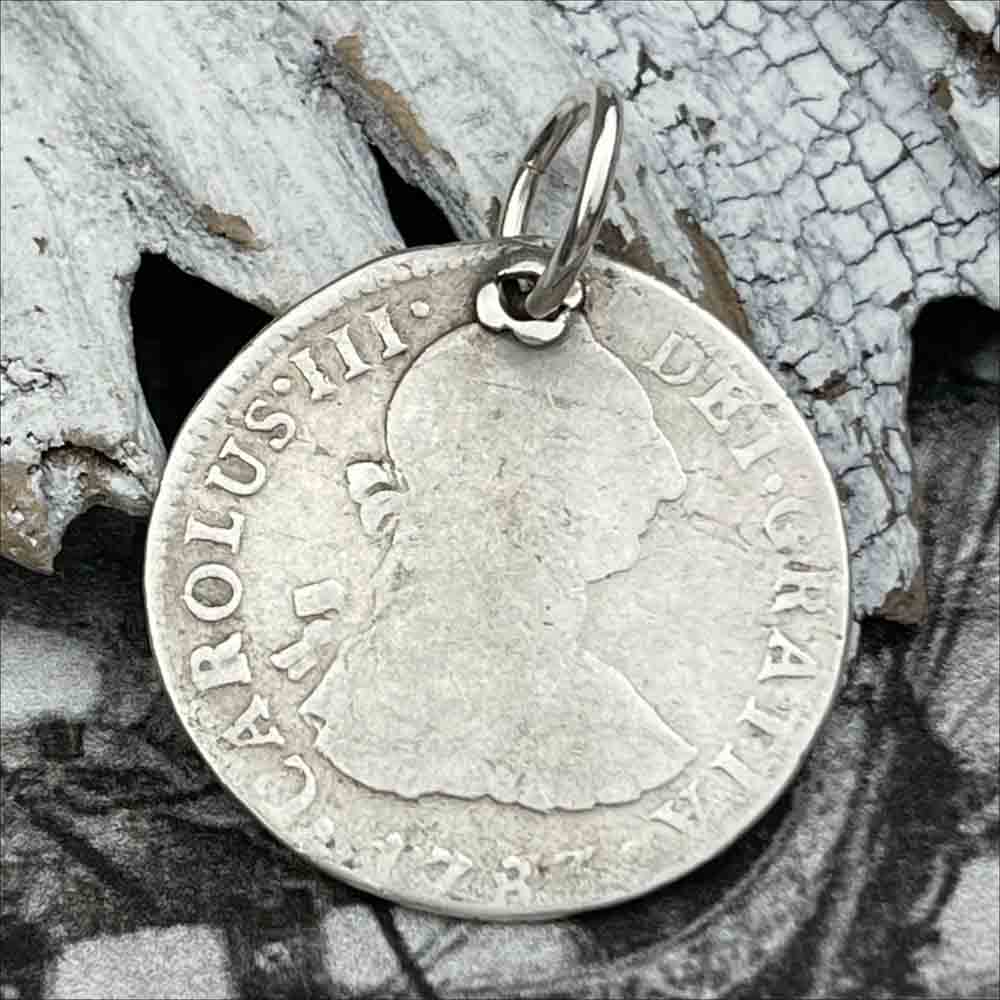 Pirate Chic Silver 2 Reale Spanish Portrait Dollar Dated 1783 - the Legendary &quot;Piece of Eight&quot; Pendant | Artifact #8163