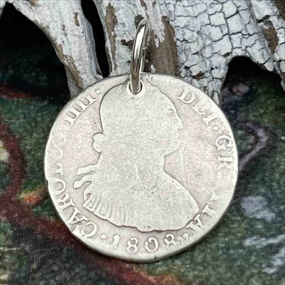 Pirate Chic Silver 2 Reale Spanish Portrait Dollar Dated 1808 - the Legendary &quot;Piece of Eight&quot; Pendant | Artifact #8164