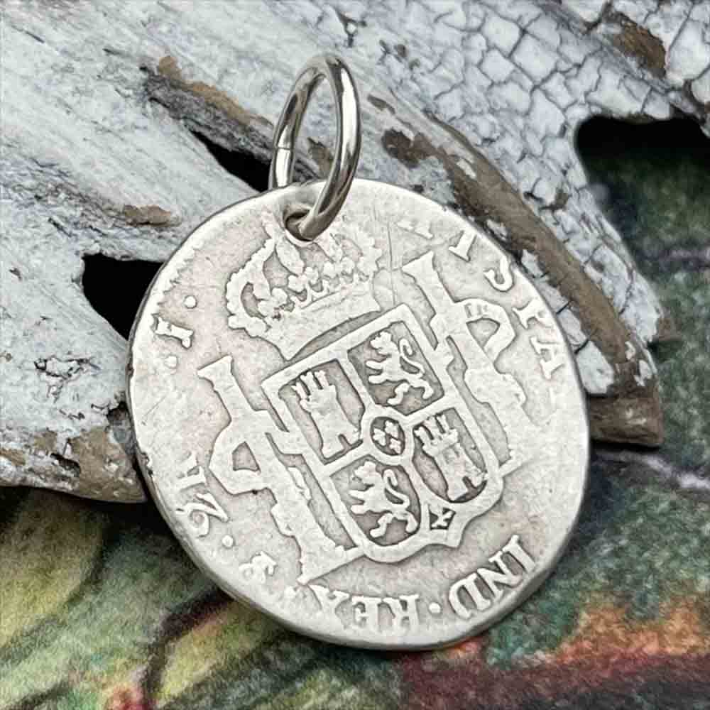Pirate Chic Silver 2 Reale Spanish Portrait Dollar Dated 1808 - the Legendary &quot;Piece of Eight&quot; Pendant | Artifact #8164