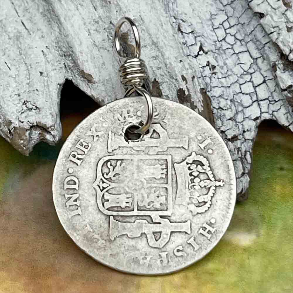 Pirate Chic Silver 2 Reale Spanish Portrait Dollar Dated 1781 - the Legendary &quot;Piece of Eight&quot; Pendant 