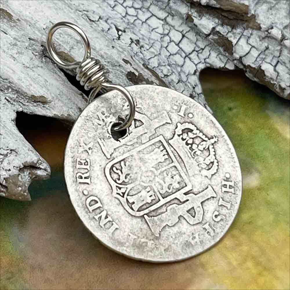 Pirate Chic Silver 2 Reale Spanish Portrait Dollar Dated 1781 - the Legendary &quot;Piece of Eight&quot; Pendant 