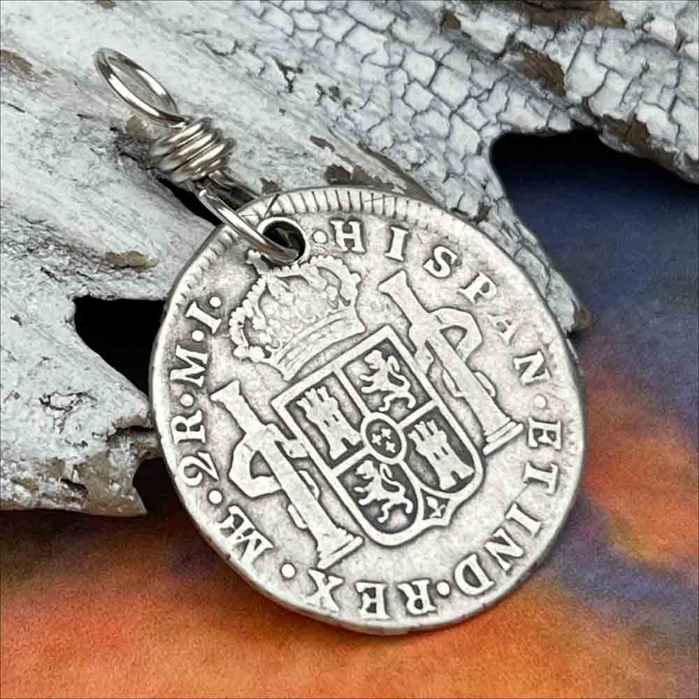 Pirate Chic Silver 2 Reale Spanish Portrait Dollar Dated 1784 - the Legendary &quot;Piece of Eight&quot; Pendant