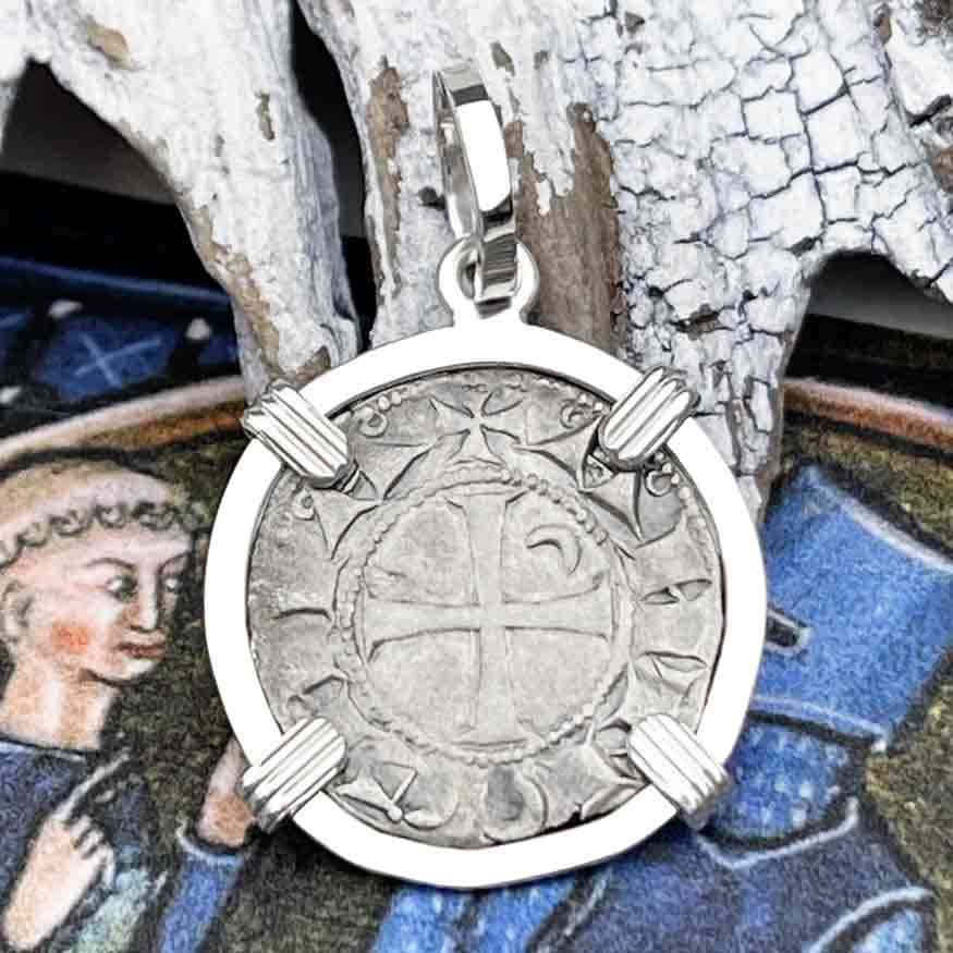 Templar Knights Era Antioch Crusader Medieval Silver Denier "Helmet Head" Coin of the Crusades Sterling Silver Pendant 