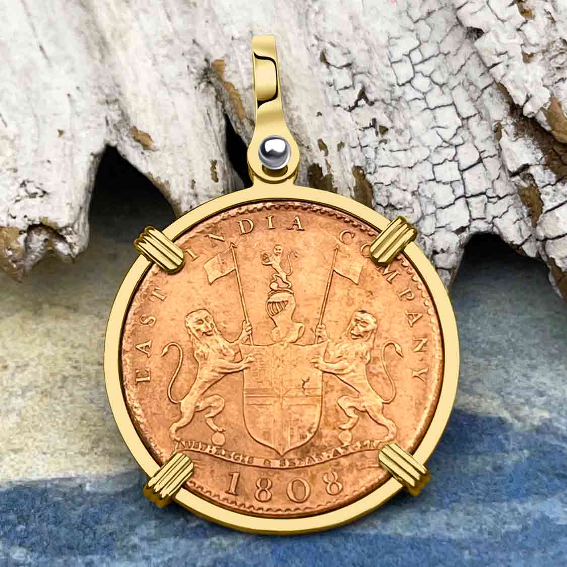 Admiral Gardner Shipwreck Ten Cash Coin Grade 1+ 14K Gold Pendant