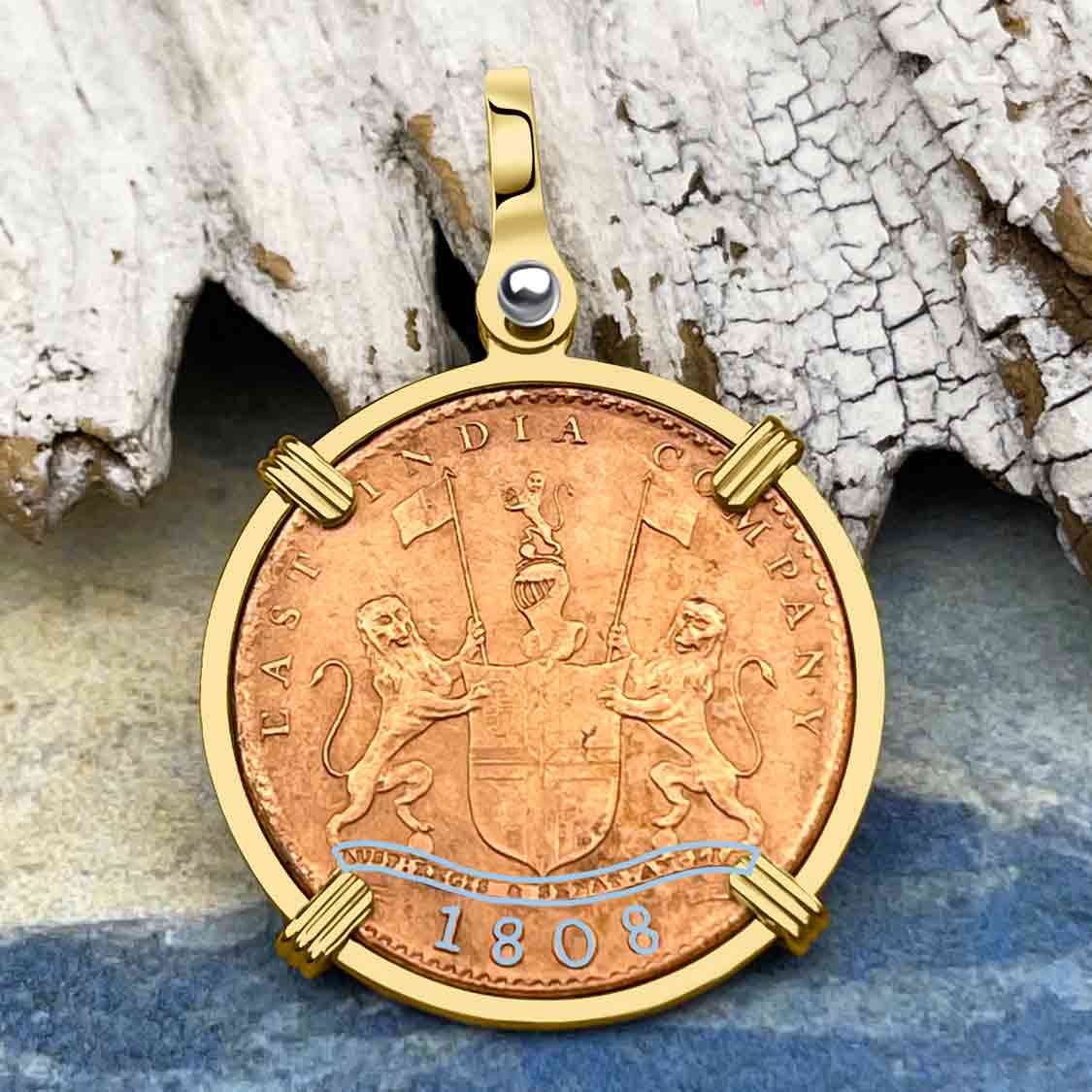 Admiral Gardner Shipwreck Ten Cash Coin Grade 1+ 14K Gold Pendant